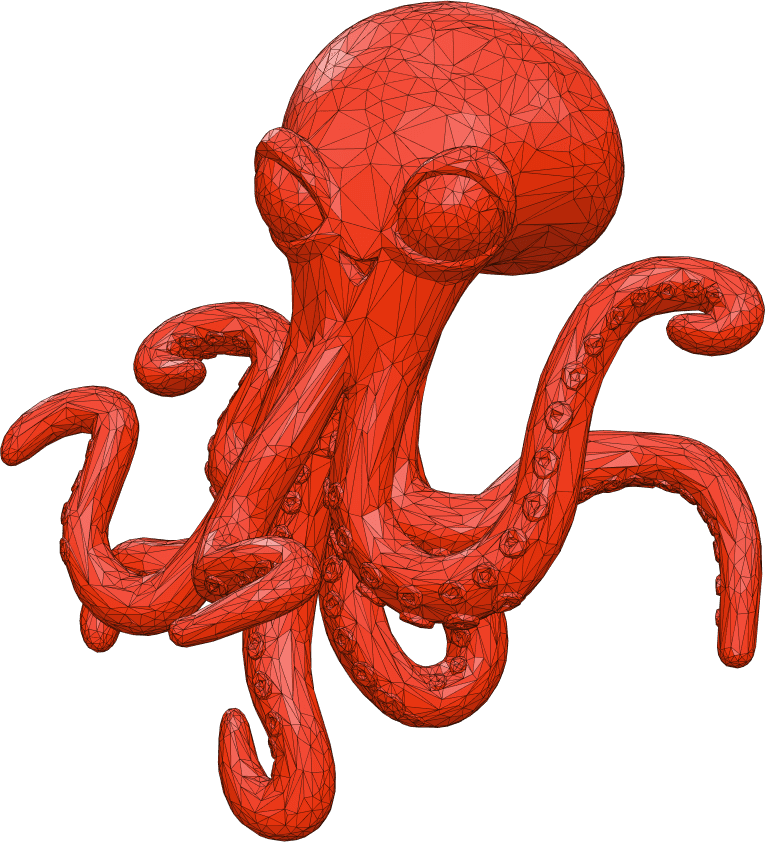The Magic Pulpo octopus mascot, wrapped in its own mesh